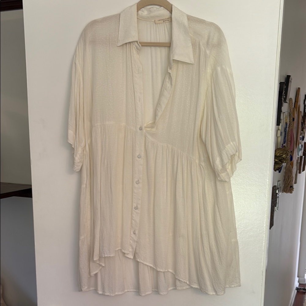 Lovestitch Cream button down oversized flowy top/tunic